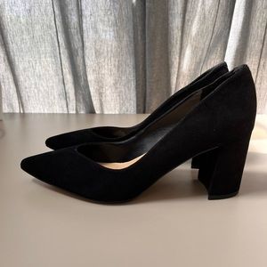 Marc Fisher Caitlin Black Suede Pointed Toe Block Heel (Size 9)